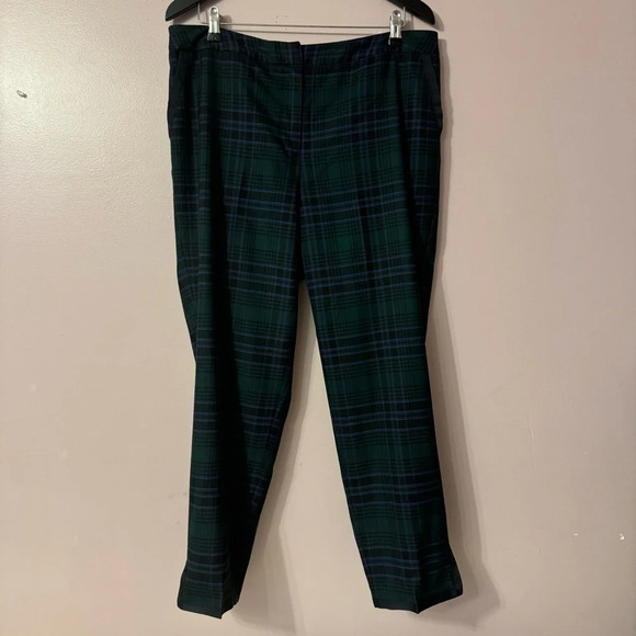 Talbots Plaid Ankle Pants Green Women Size  14W - Picture 1 of 8